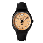 Blacked-out Purdue Boilermakers watch with gold dial and Motion P in a black PVD case