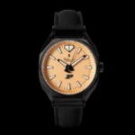 Blacked-out Purdue Boilermakers watch with gold dial and Motion P in a black PVD case
