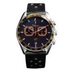 Zeitfahren watch in Night Fall Black with orange accents on the dial